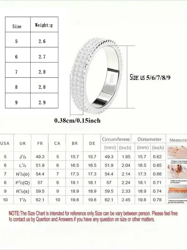 S925 Sterling Silver Promise Ring, Engagement Ring with Zirconia, Fashionable Glitter Style Jewelry for Women 1
