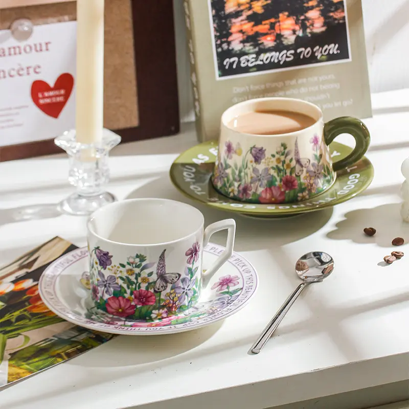 Vintage American Ceramic Cup and Saucer Mid-Century Oil Painting Green Wind  Chime Flower Coffee Cup and Saucer Hepburn Style Afternoon Tea Mug - TikTok  Shop Philippines