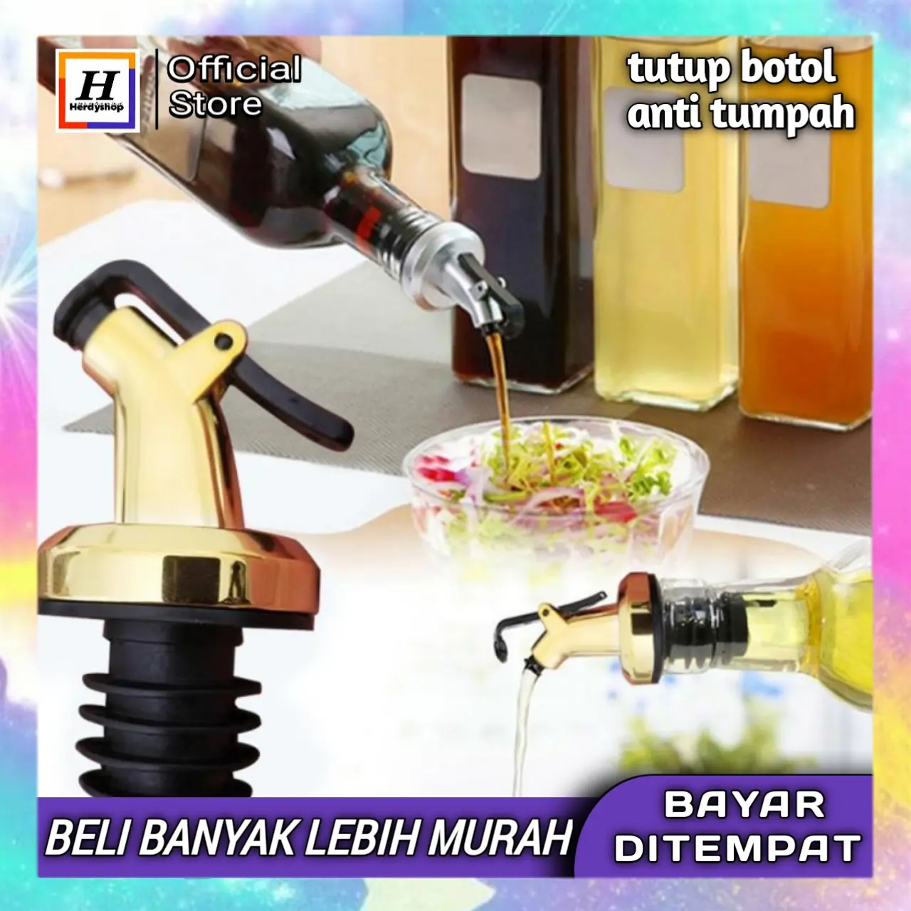 Tutup Botol Serbaguna Multifungsi Dapat disesuaikan karet kitchenware Gold Plastik Dapur Kompor
