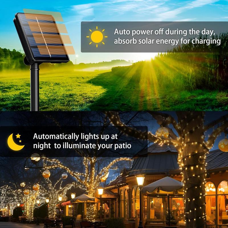 Solar Powered LED DIY Tree Light, 1 Count 12M LED Solar String Light, LED Fairy Lights String, IP65 Waterproof Garden Decorative Light For Courtyard Wedding Party Decoration 7