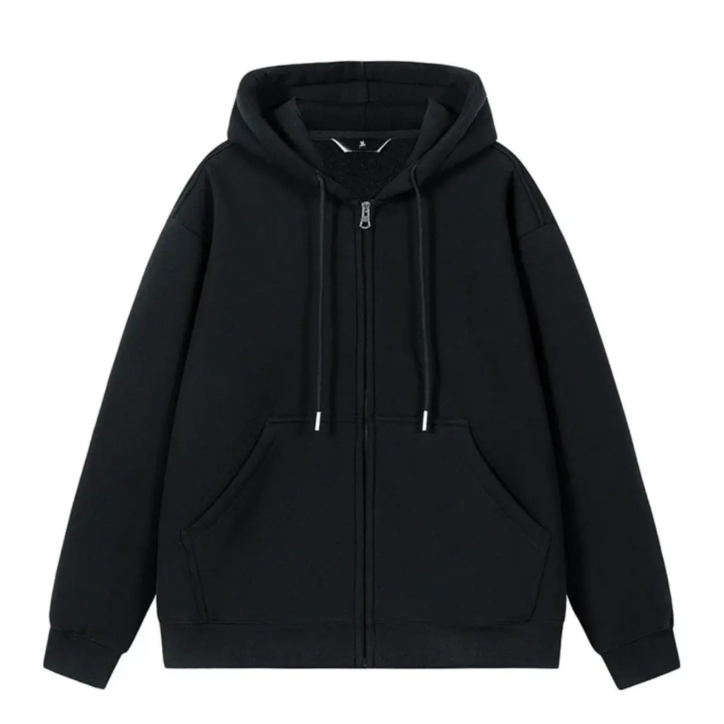 Áo Hoodie Trơn Khóa Zip Unisex Phom Boxy Chất Nỉ 2 da mềm mịn 300Gsm Không Xù Lông Có Túi Menswear Dài Tay Nhung   hoodie áo áo  hoodie