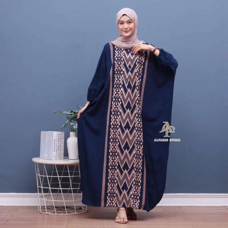 Kaftan Rayon Hana Jumbo ld 170 Gamis Kaftan Muslim Wanita Dress Tebal Nyaman Panjang Hitam 5