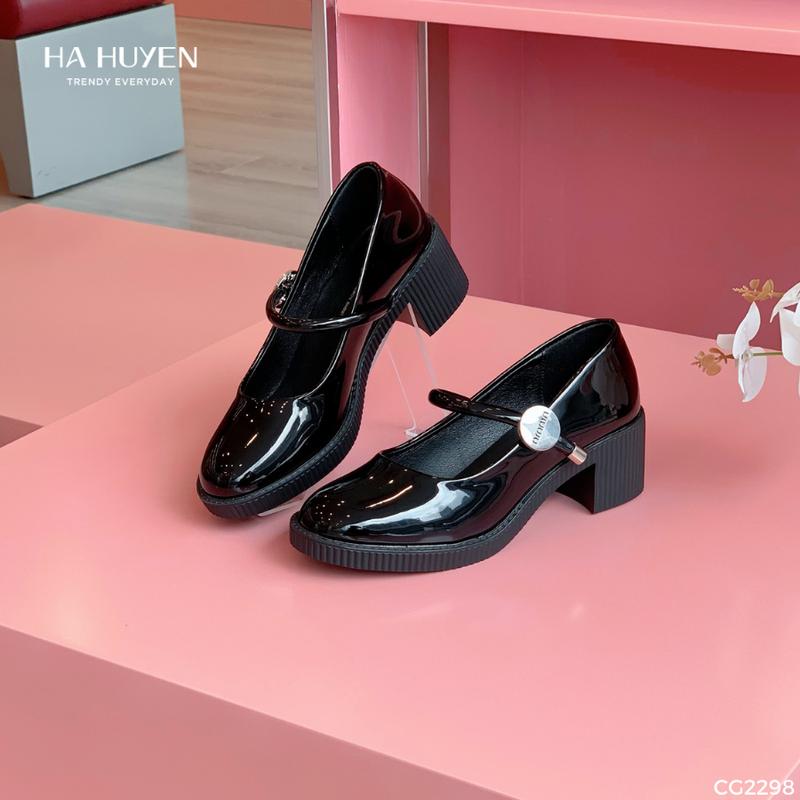 Giày cao gót nữ HÀ HUYỀN bóng quai ngang khóa tròn 5cm - CG2298 2