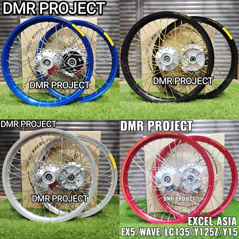 EXCEL ASIA EX5/W125/LC135/Y125Z/Y15 ALLOY RIM 1.40X17/1.60X17 (COMPLATE SET) HUB CHROME TAKASAGO EXCEL ASIA RIM ALLOY