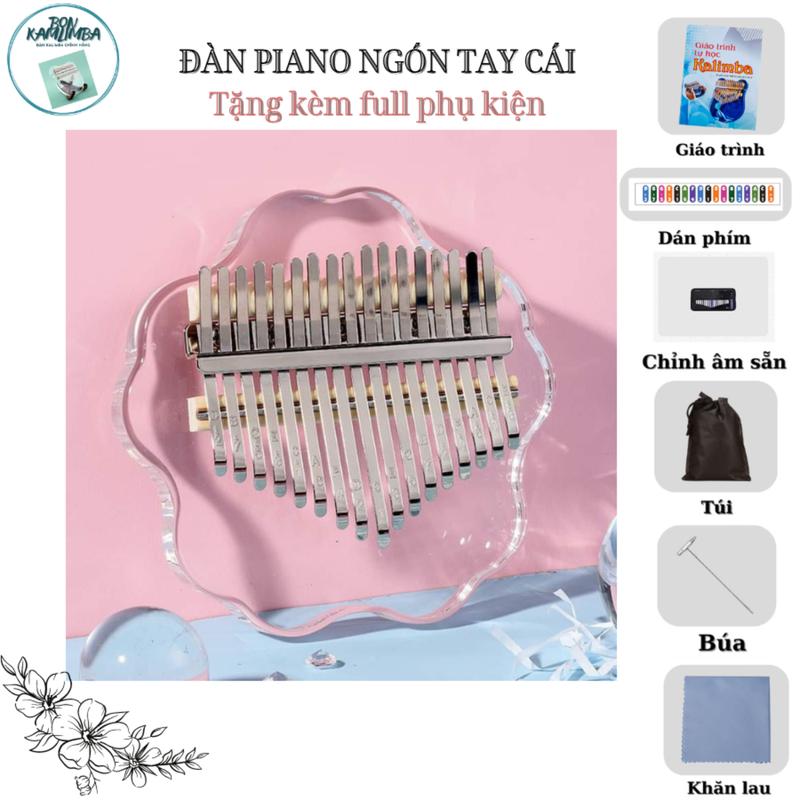  Kalimba Pha Lê Trong Suốt - Kalimba Sakura Trong Suốt - Tặng Full Phụ Kiện: Sách Hướng Dẫn Dán Phím Khăn Lau Búa Chỉnh Âm Túi Đựng Đàn - 1402 