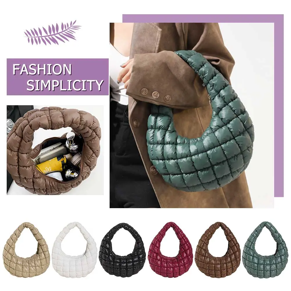 Women Quilted Tote Handbag Cloud Pleatd Bag Casual Lightweight Fall Winter Purse
