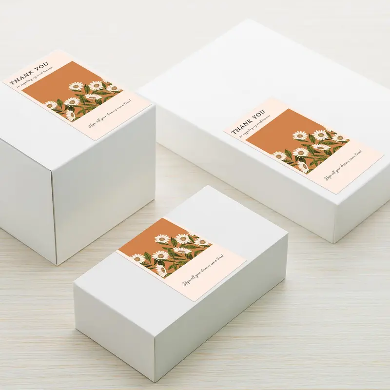 Thank You Gift Box Sealing Sticker, 50pcs/set Leaf & Flower & Fruit Pattern Label Sticker, Multipurpose Label Sticker for Bakery, Cake, Party Favors 4