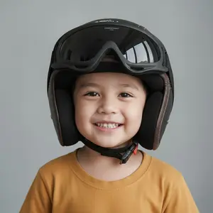 Helm Anak Bogo Retro Polos SNI 2 3 4 5 6 7 Tahun Lucu Unik Berkendara Aman Kacamata Berbagai Varian Warna