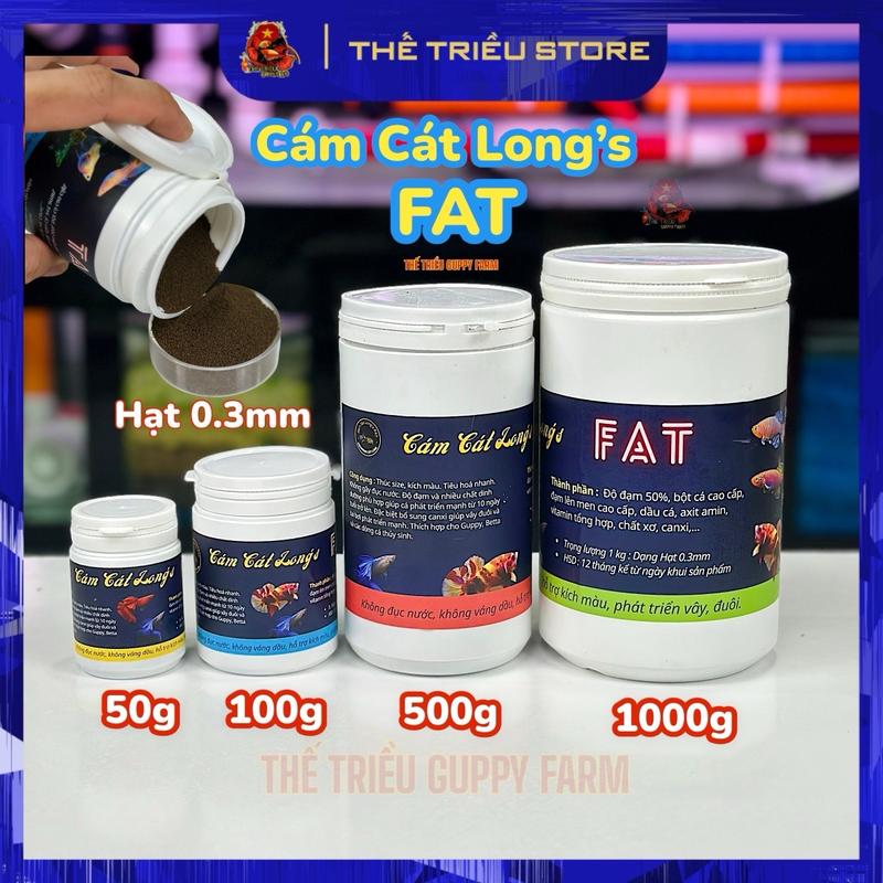 Cám Cát Long’s FAT - hủ 50g-100g. Thức ăn cao cấp cho cá molly guppy betta và các loài cá cảnh khác. Bản nâng cấp +10% cám. 55g & 110g