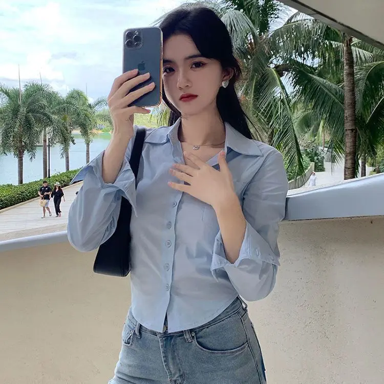 Áo Sơ Mi Ôm Eo, Dài Tay, Dành Cho Nữ, Hàng Mới Về Năm 2024, Phong Cách Hàn Quốc, Ôm Sát, Thiết Kế Đẹp, Áo Sang Trọng Độc Đáo Thời Trang 2