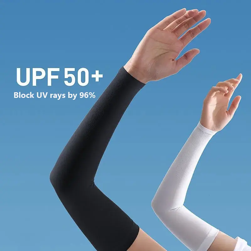New 1 Pair Ice Silk Sun Protection Arm Covers Unisex Elbow Cover Outdoor Cycling Running Fishing Driving Cool Anti-UV Arm Sleeves