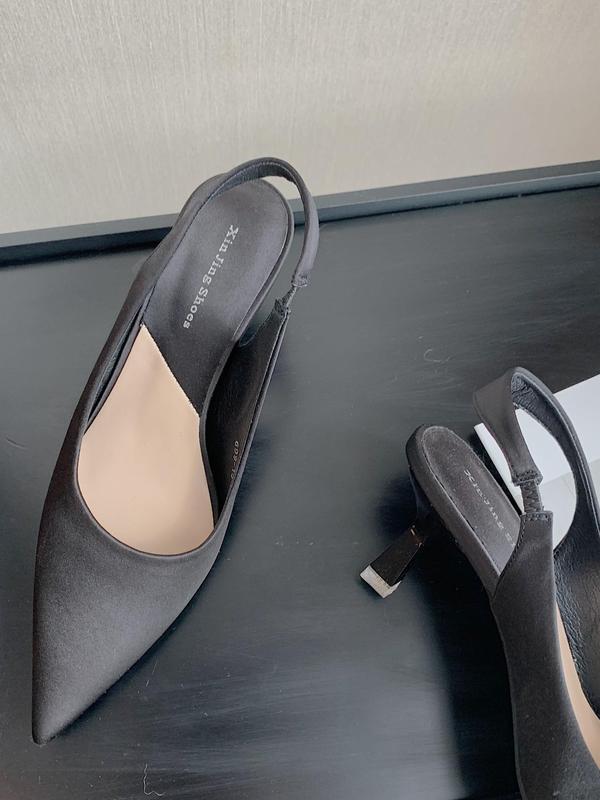 Women's Solid Color Stiletto Heels, Elegant Pointed Toe Slingback Pumps for Work Office, Fashionable Slip on Shoes for Banquet & Wedding Party 7