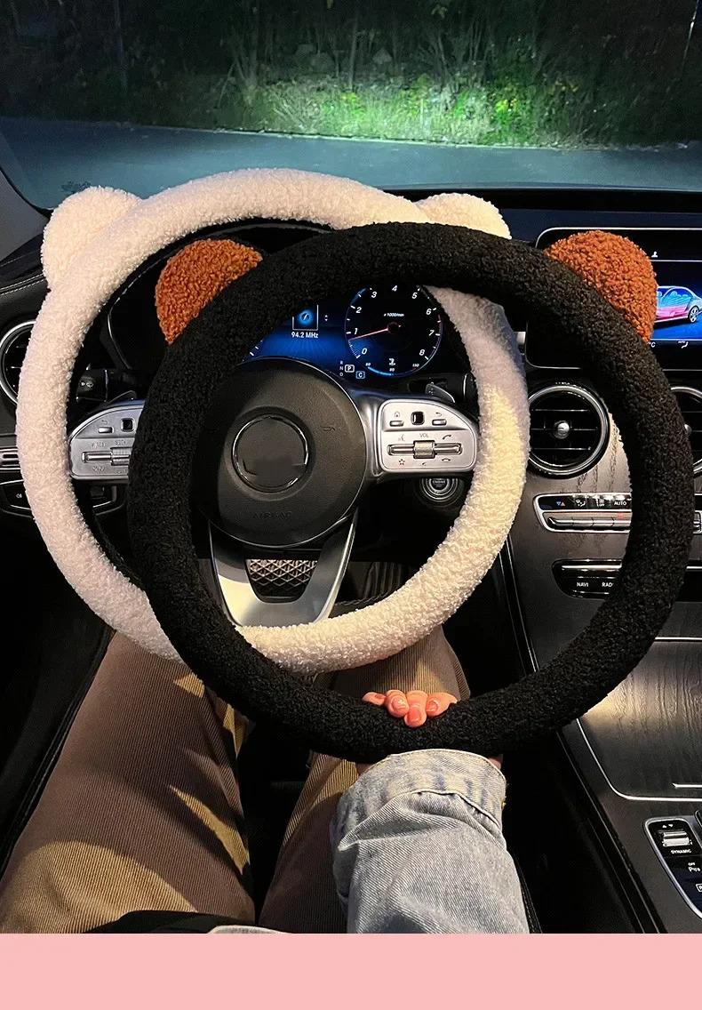 Product Introduction of Diameter 38cm Car Steering Wheel Handle Handlebar Sleeve Warm Cover Plush Non-slip Cartoon Universal Car Steering Wheel Cover 12