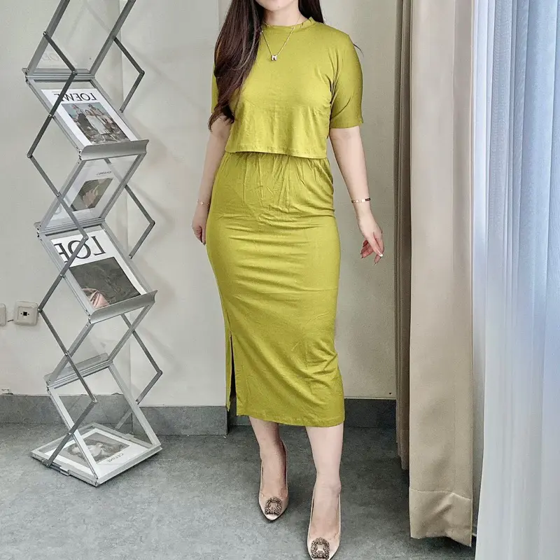 Yoonah Set | One Set Skirt | Setelan Wanita Rok Belah Samping | Maimon Grosir Baju Fit 0