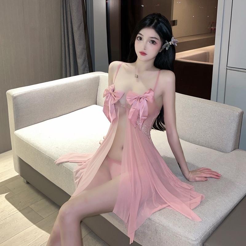 ￼Váy ngủ đính nơ ngực cài trước siêu gợi cảm 2
