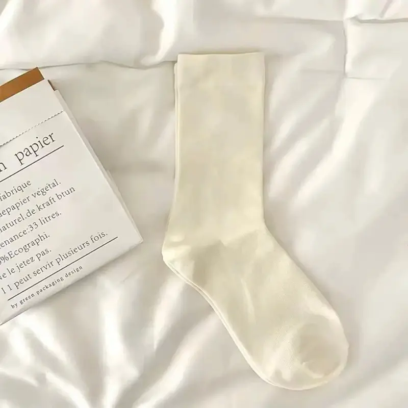 Sét 5 đôi và 10 đôi tất trơn 3 màu cotton phong cách hàn quốc mỏng 1