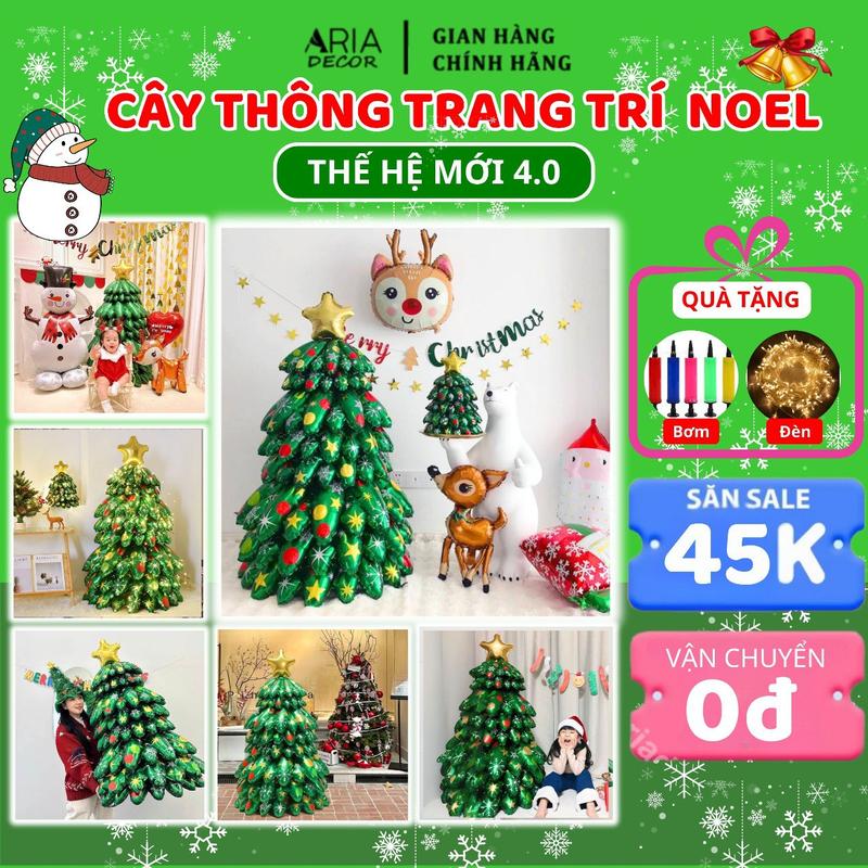 Aria Decor Cây Thông Noel 1m3 Trang Trí Giáng Sinh Bóng 3D Thế Hệ Mới 2025 Tặng Bơm Tay Chất Liệu Chắc Chắn Đèn Led