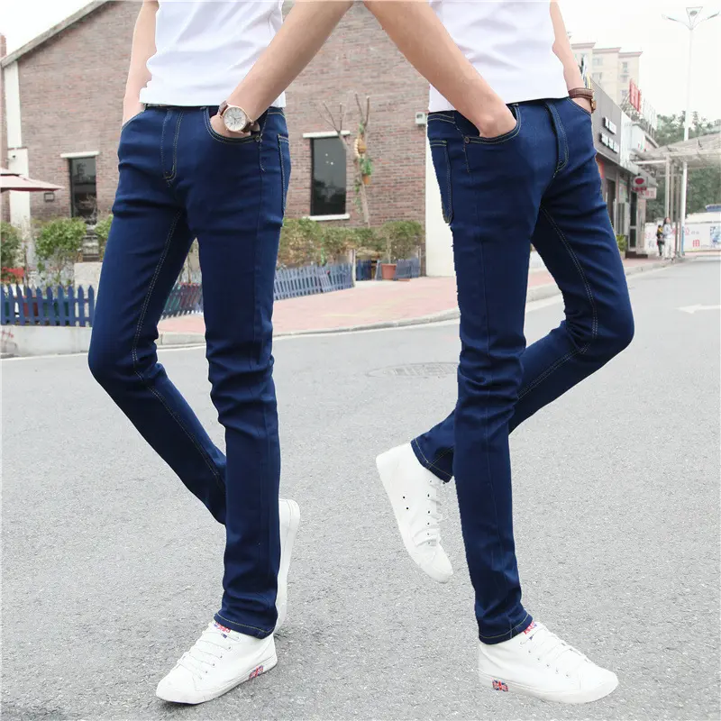 Clothing Men's Skinny Jeans Summer Stretch Jeans Korean Style Slim-Fitting Ankle-Tied Men's Skinny Pants Boys Youth Pants Thin Beige Streetwear Denim Human Trouser Menswear Casual Pockets Plain Lingerie
