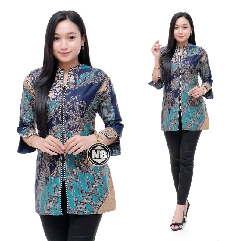 Couple atasan batik motif cap toska size standart dan jumbo Katun Seragam 6