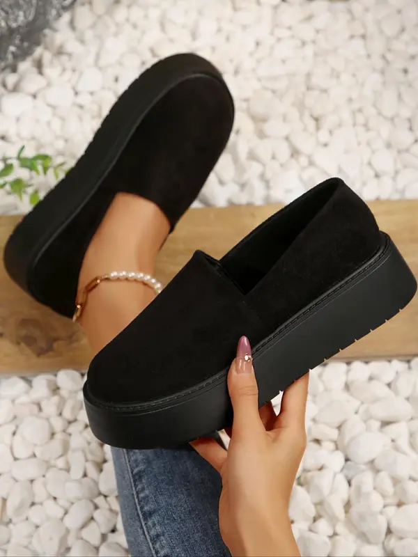 Women's Fashionable Solid Color Platform Shoes, Casual Comfortable Round Toe Shoes for Daily Wear, Female All-match Shoes for Daily Wear 0