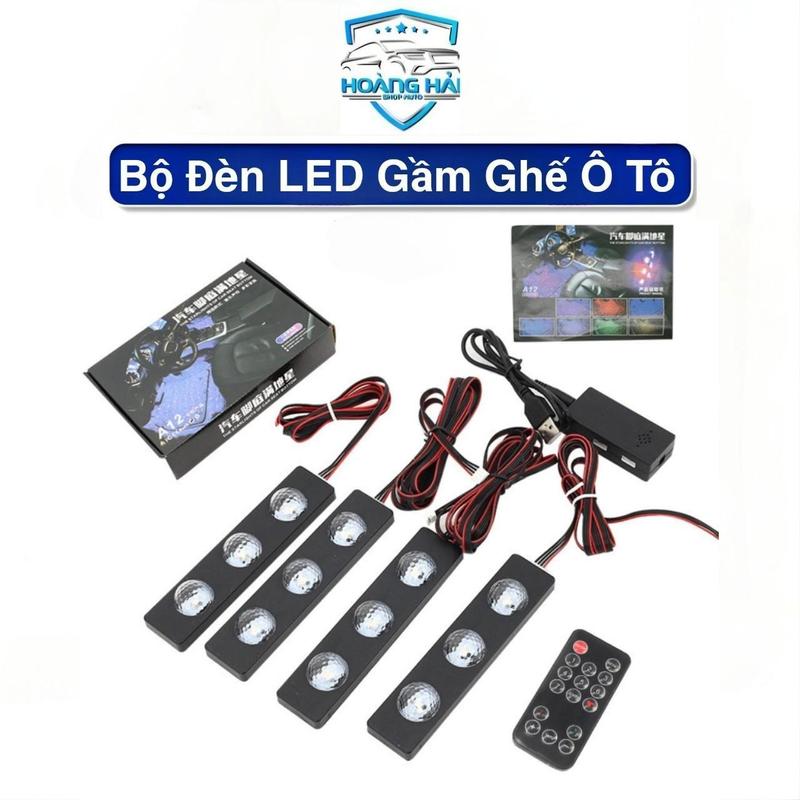  Đèn Led Gầm Ghế Ô Tô chiếu sao cắm cổng USB -nháy theo nhạc Có điều khiển tùẏ chỉnh màu sắc 3 mắt tròn Phụ Tùng 