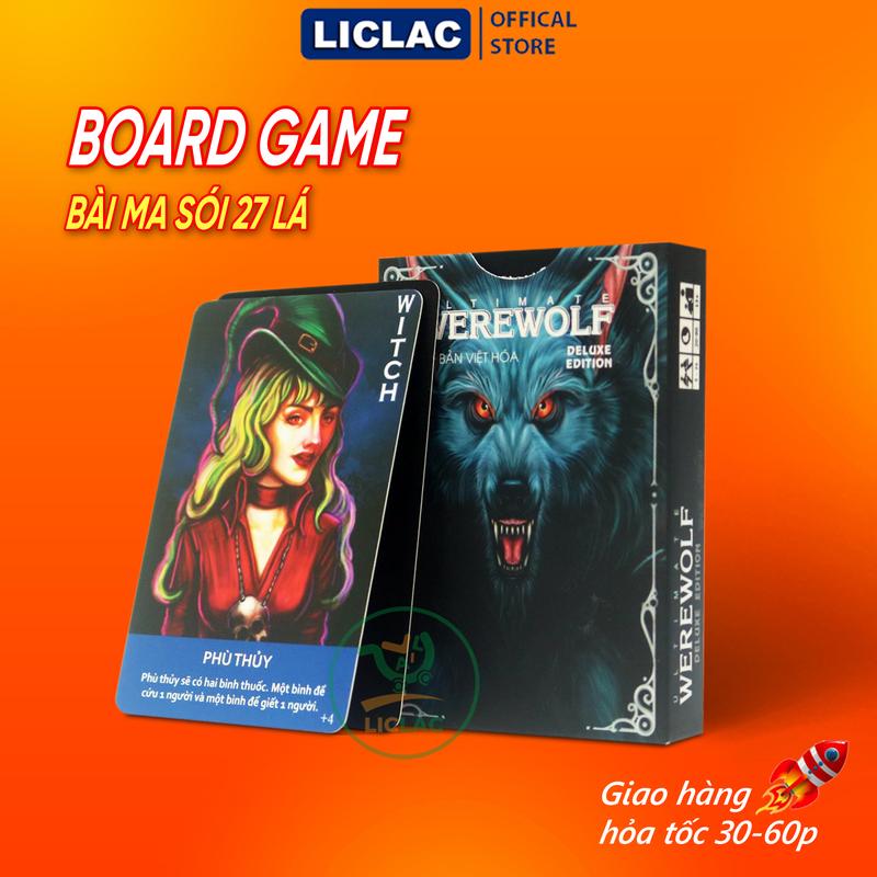 Bộ bài Ma Sói Deluxe Việt Hoá 27 lá bài cứng cáp, Board Game Werewolf Tiếng Việt chơi cùng nhóm bạn
