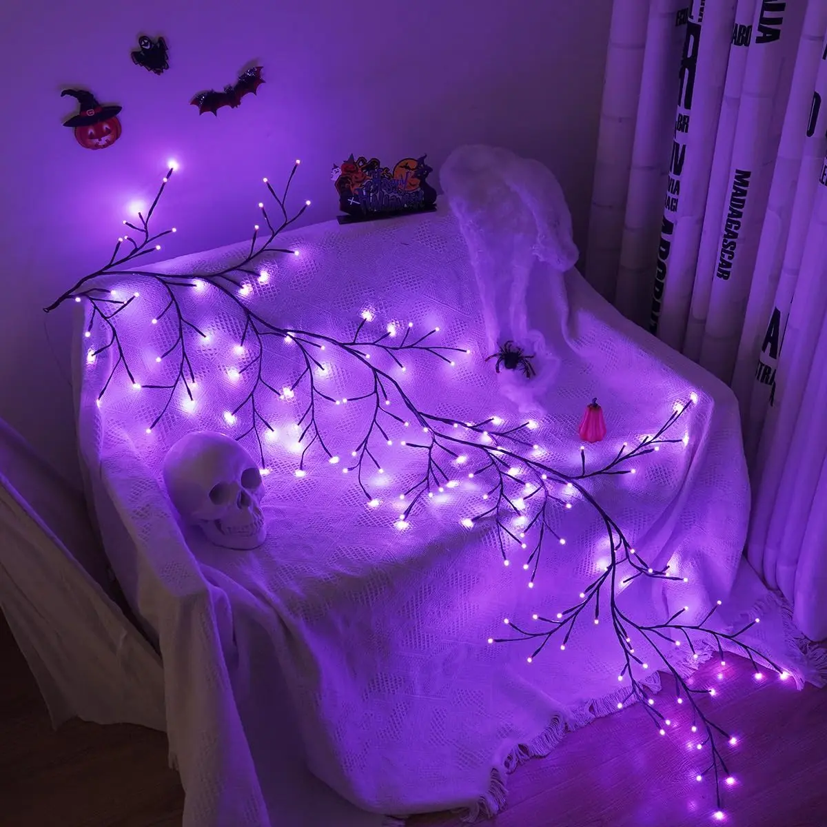 Willow Vine Light, USB Powered 48LED Nail Art Studio Decoration Enchanted Vine with Light for Room Decor, Flexible Branches 8 Lighting Modes Fairy Light