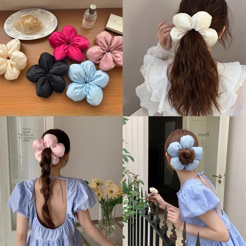 Dây buộc tóc hoa lớn phổ biến Scrunchies NOVSET Búi tóc hoa PHAO hình bông hoa size to cho nàng