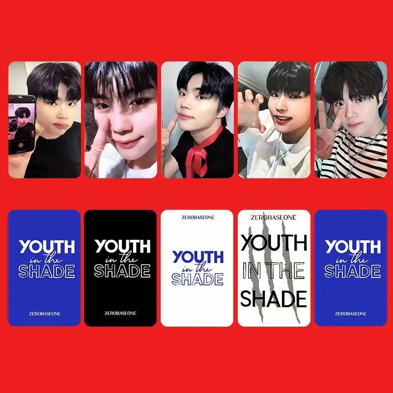 Zerobaseone Youth In The Shade Album PhotoCards ZB1 Jiwoong Gyuvin Yujin Taerae Ricky Matthew Hanbin ZhangHao Gunwook Solo Lomo Cards 5 Per Set