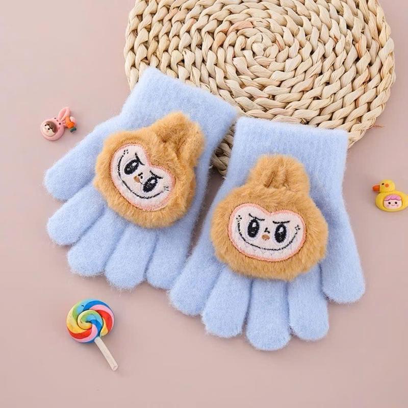 găng tay len họa tiết labubu dễ thương  dành cho bé trong mùa Đông ấm áp 7