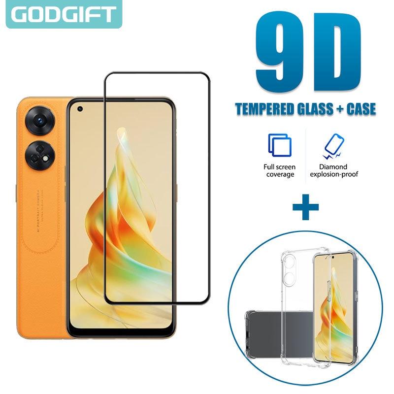Bảo vệ màn hình bằng kính cường lực 2 trong 1, vỏ chống sốc silicon cho OPPO Reno 8T, 4G, 5G, 8, 7, 6 Pro, 5G, SE, 8Z, 7Z, 6Z
