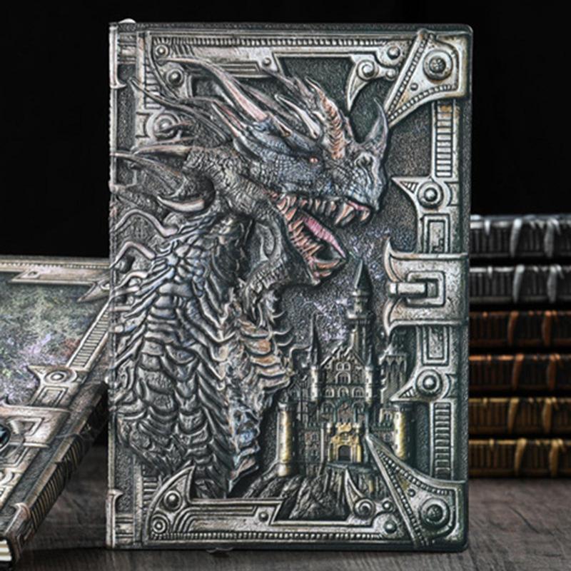 Vintage Dragon Design Notebook, 1 Count A5 Retro Travel Diary Notebook, Creative Writing Notebook, Office Stationery & Supplies 3