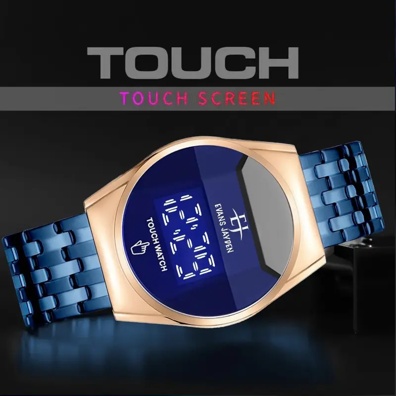 DISKON jam tangan   Evans Jayden Jam Tangan Pria 9954 Rantai Stainless Steel Digital Touch Screen Sapphire Glass Water Resistant 3ATM Kaca Watches 1