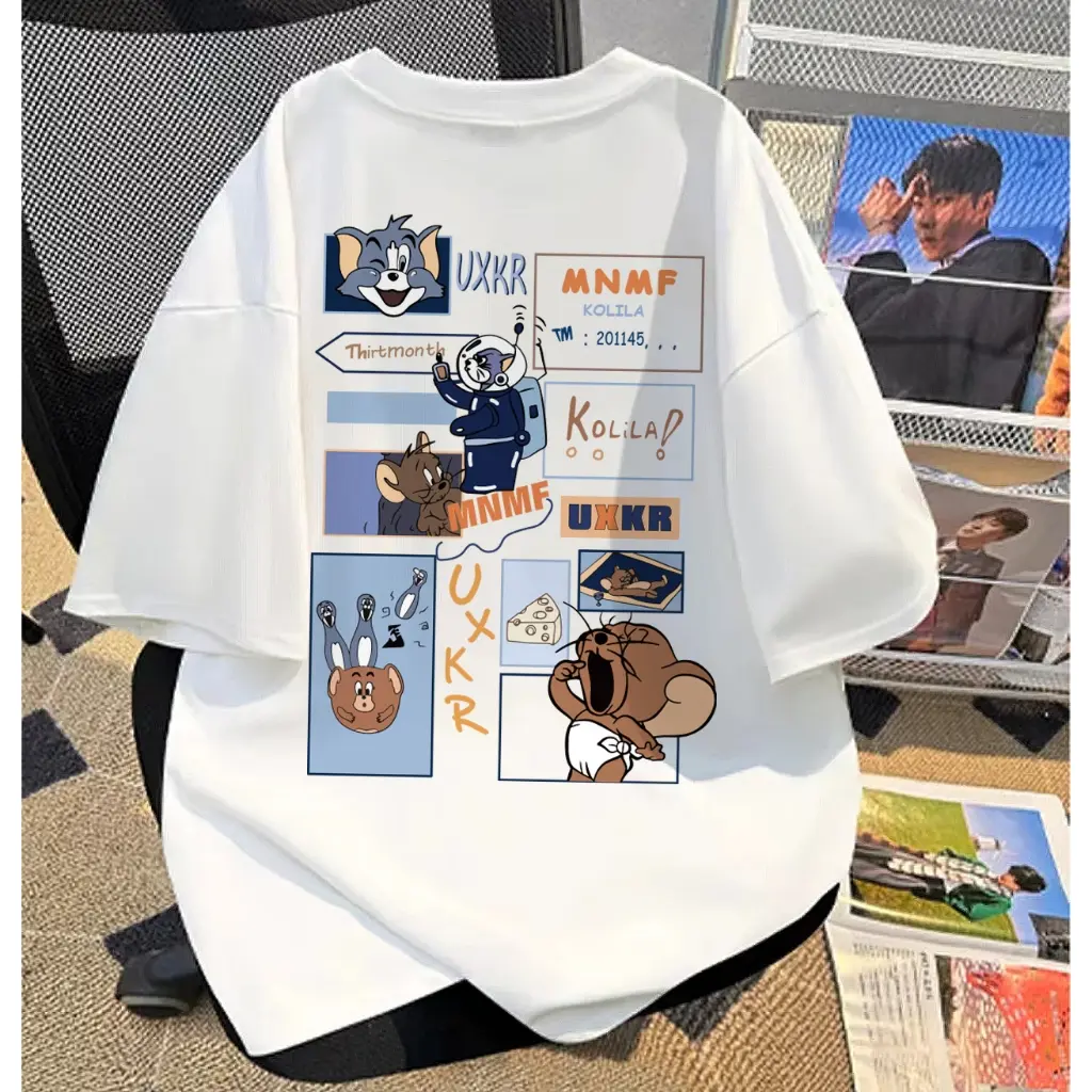 taniastore0 Adioa baju kaos pria distro | Tom and Jerry l kaos pria distro original 100% Retro Style Tshirt Longgar Kaos Import baju t shirt pria