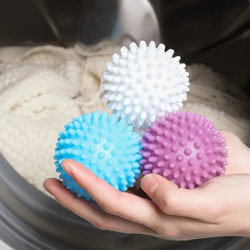 4pcs Reusable Laundry Balls - Lint Dryer Balls, Fabric Softener Balls, Anti-Roll, Reducer, No Electricity Required 7