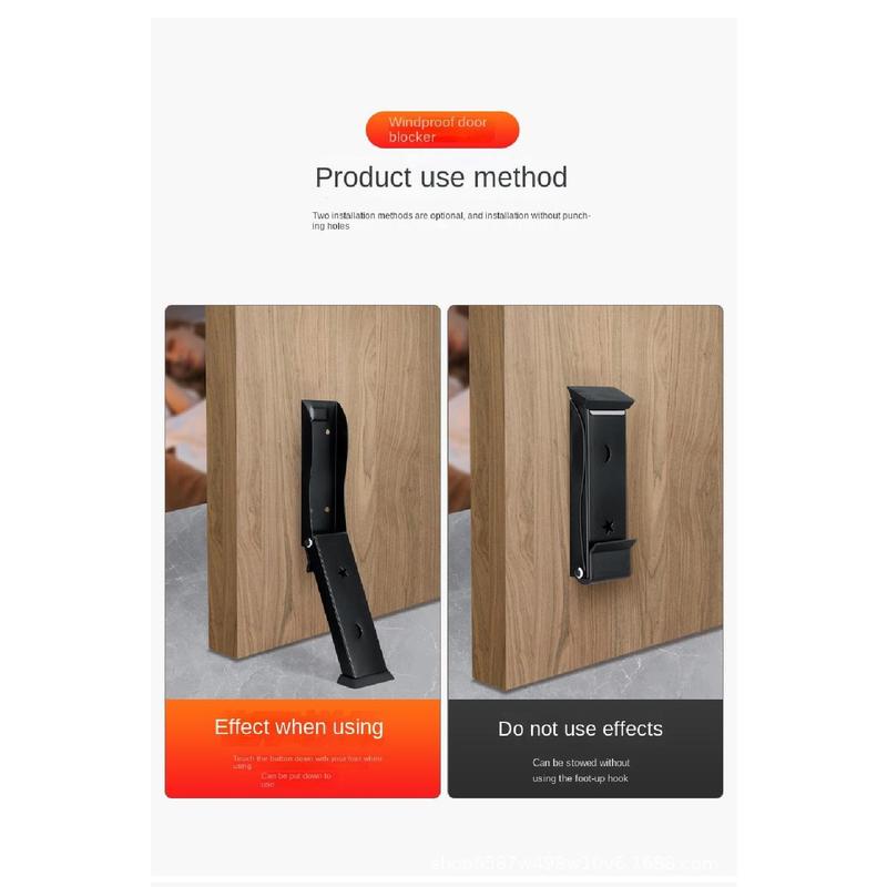 Product Introduction of New Stainless Steel Folding Door Stop Self Adhesive No Drilling Door Wedge Anti-collision Sound Dampening Door Holder Door 28