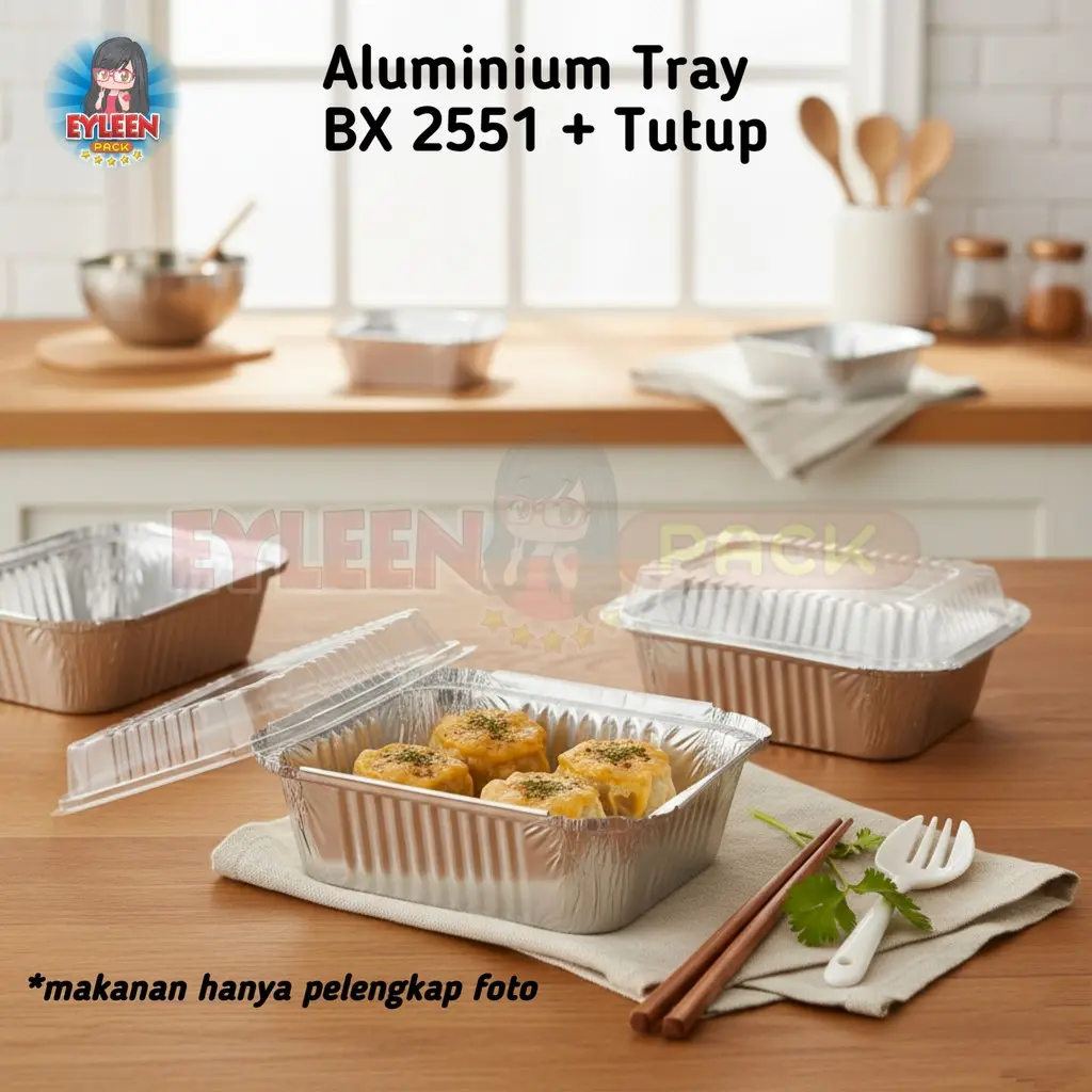 [20 PCS] Aluminium Foil Tray Cup BX-2551 + Tutup | Lasagna, Macaroni Schotel, Mentai Rice, Dimsum, Dessert 450ML