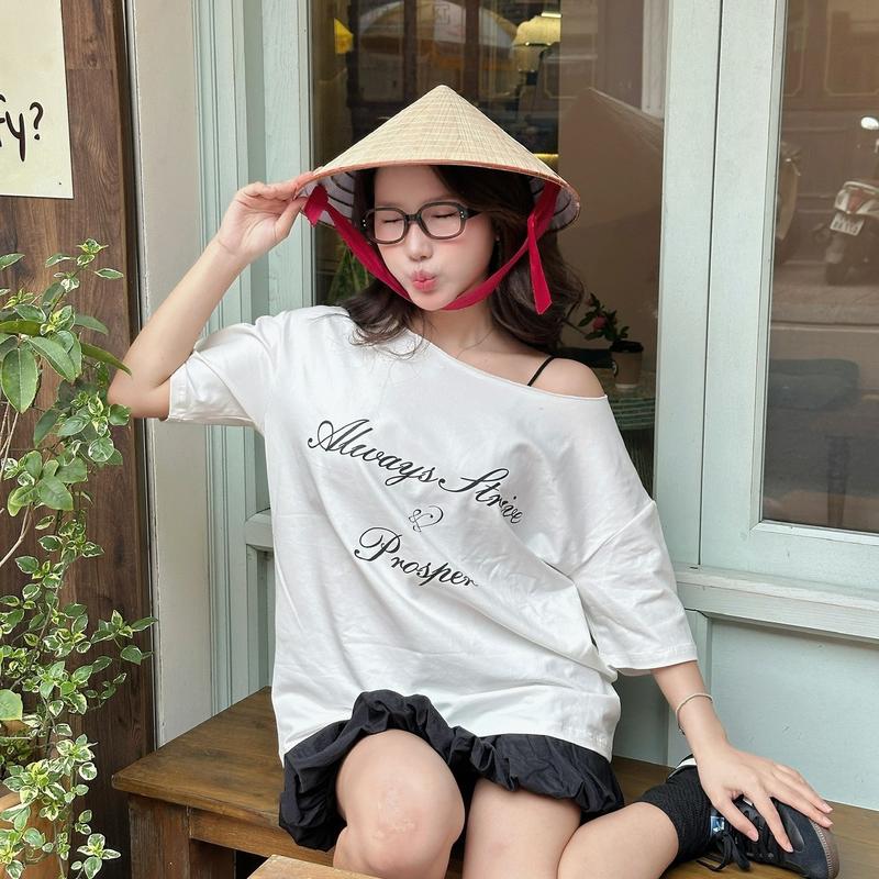 Áo Thun Nữ Trễ Vai - Kraken Drk cotton co giãn 4 chiều Women Top T-shirts Voi 2