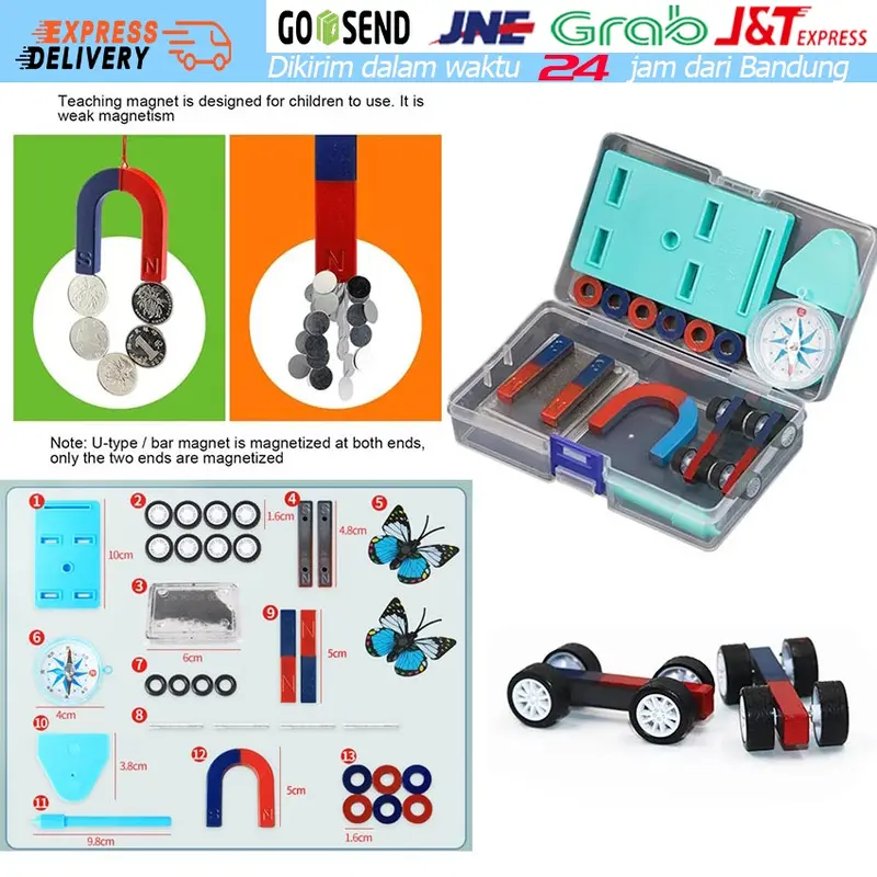 Science Magnet Set / Magnet Mainan Edukasi Praktek Sekolah Komplit Berbagai Macam Eksperimen Dapat Dilakukan 0
