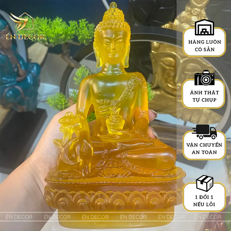 [ DECOR ] Tượng Phật Dược Sư lưu ly mini ÉN DECOR 7 màu hàng loại 1 decor trang trí phong thuỷ, an nhiên Decor Phòng Trang Trí Nhà 0