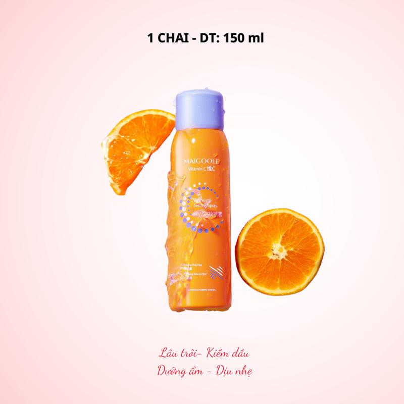 Xịt Khóa Nền Makeup Maigoole bigsize 150ml Tinh Chất Vitamin C Khoá Trang Điểm 16h Kiềm Dầu Tạo Nhũ Óng Ánh 6