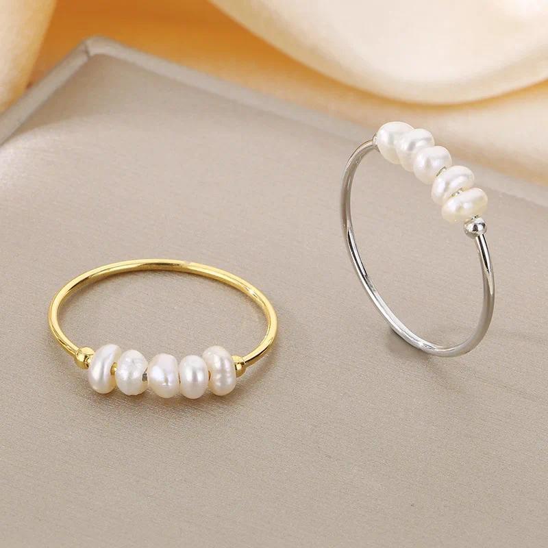 Product Introduction of Simulated Freshwater Pearls Gold Color Stainless Steel Waterproof Thin Round Finger Ring for Women Plated Fashion Jewelry кольца old money engagement ring 1