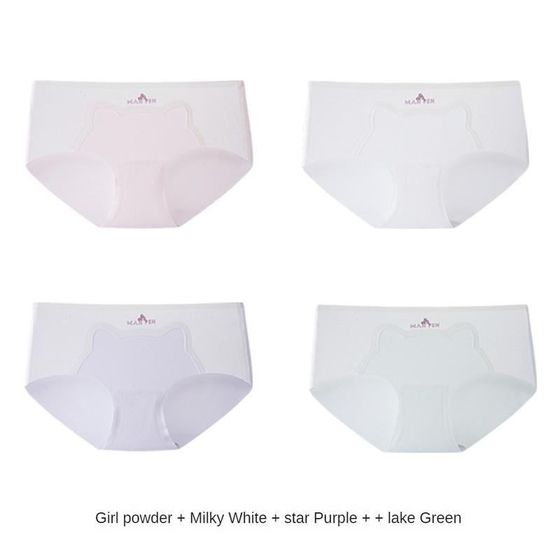 4 chiếc quần lót cho bé gái phát triển, quần lót cho bé gái tuổi teen, quần mỏng mùa hè dễ thương, quần tam giác mặc thoải mái và thoáng khí, đồ lót tối giản cho nữ 8