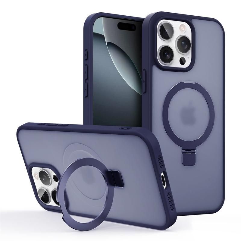 Product Introduction of Shockproof Magnetic Kickstand Matte Case For iPhone 16 15 14 Plus 13 12 Pro Max Case With Holder Stand Cover for Magsafe 13