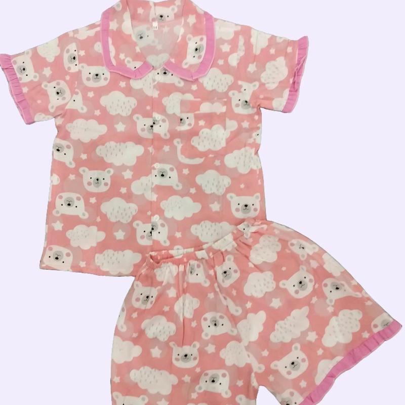 Combo 3 Bộ Pijama tay ngắn quần đùi mẫu ngẫu nhiên cho bé gái họa tiết dễ thương size (8-38) kg Voi 4