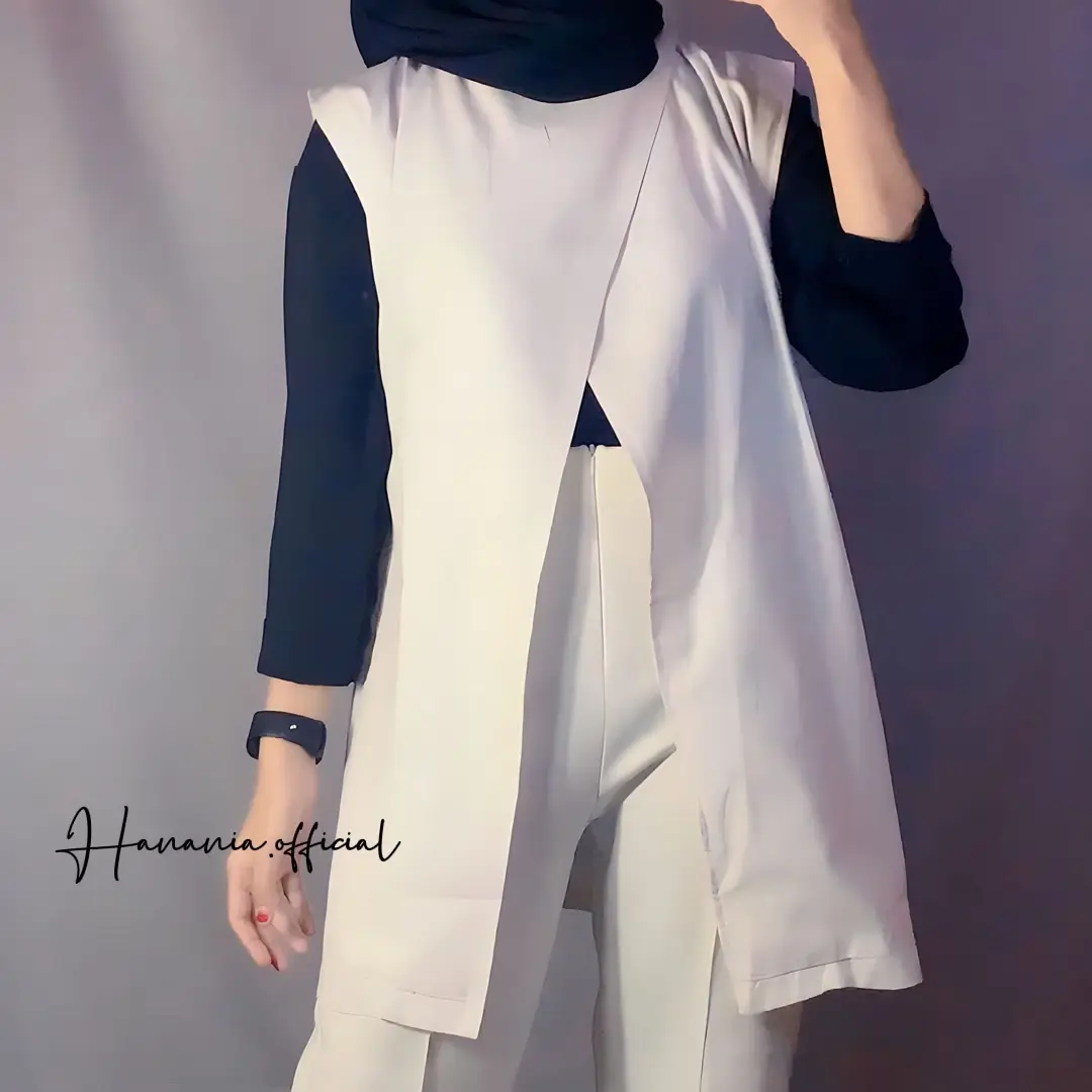 ayura vest - vest outer rompi wanita casual kekinian tunik slit belah depan katun panjang Oversize Basic