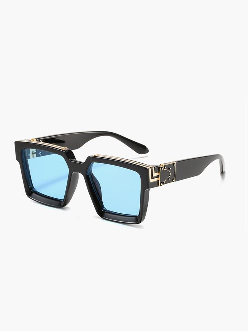 Product Introduction of 1 Pair Simple Rivet Sunglasses For Everyday Use, Summer Square Frame Fashion Sunglasses, Travel Accessories 2