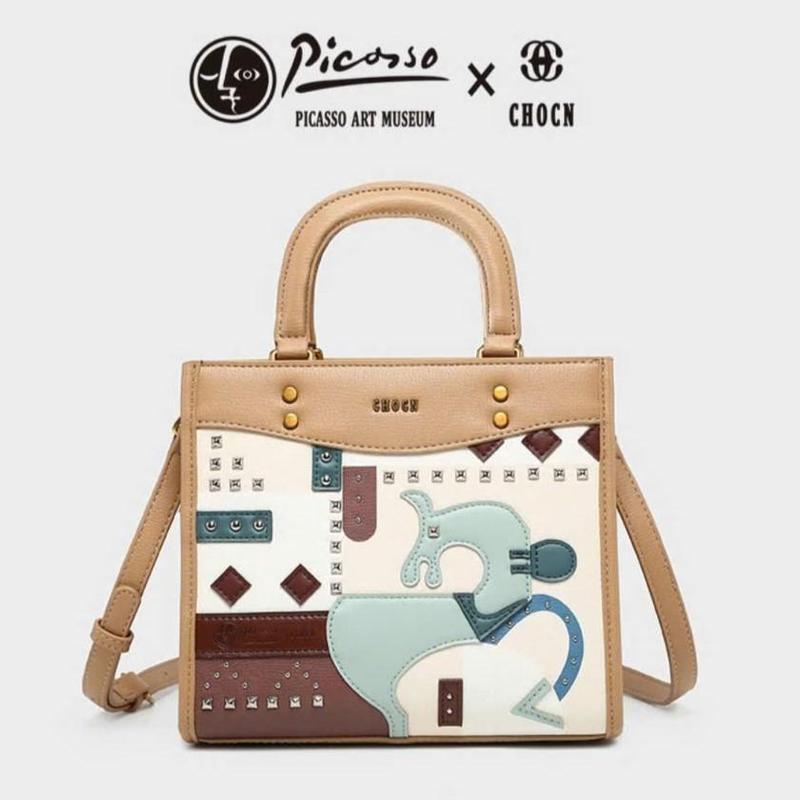 Túi Xách Nữ Đeo Chéo Xách Tay Dáng Lady Vuông Màu Nâu CC9061 Bag Da