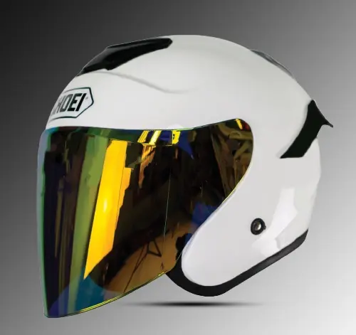 Helm  Dewasa KBS Kiyoto Solid Paket Ganteng Visor Flat Iridium Blue-Gold- Free  Spoiler Dan Stiker Untuk Helm Pria Dan Wanita Dewasa SNI PREMIUM COD FREE PACKING Motorcycle