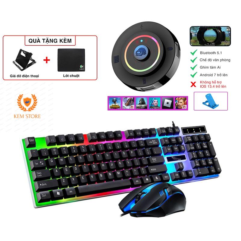 Meying M16 + combo chơi game M16 và bàn phím chuột giả cơ có led sử dụng cho điện thoại Androi | PUBG, LIÊN QUÂN, FREE FIRE, CFM